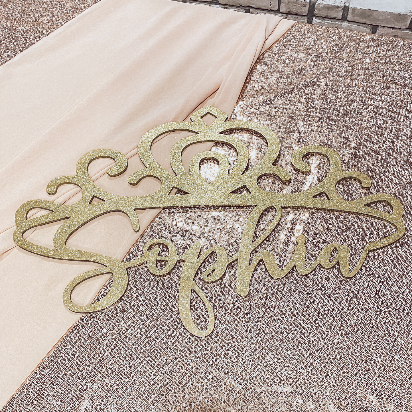 Wooden Name Sign with Crown