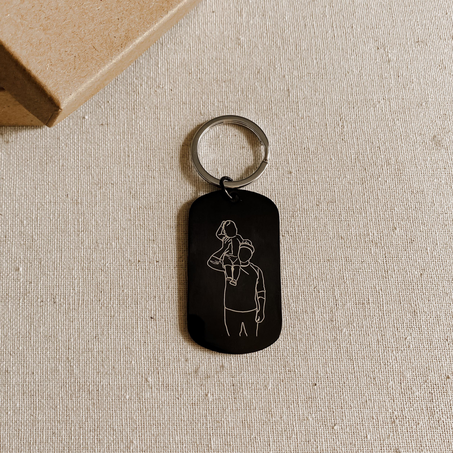 Family Line Art Engraved Keychain