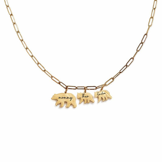 Mama Bear with Names Necklace