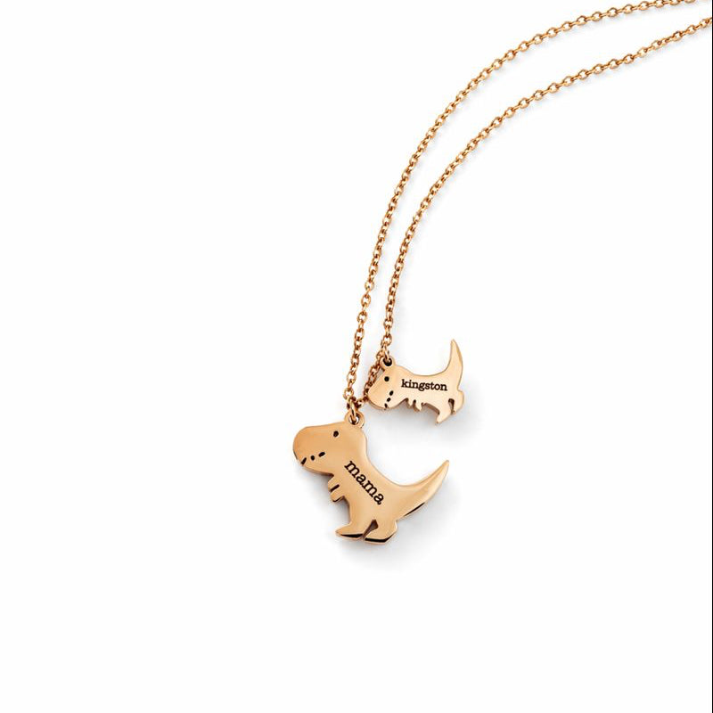 Mama Dino with Names Necklace