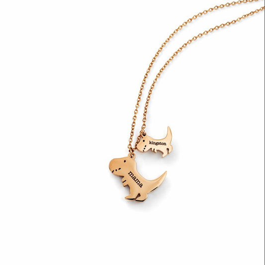 Mama Dino with Names Necklace