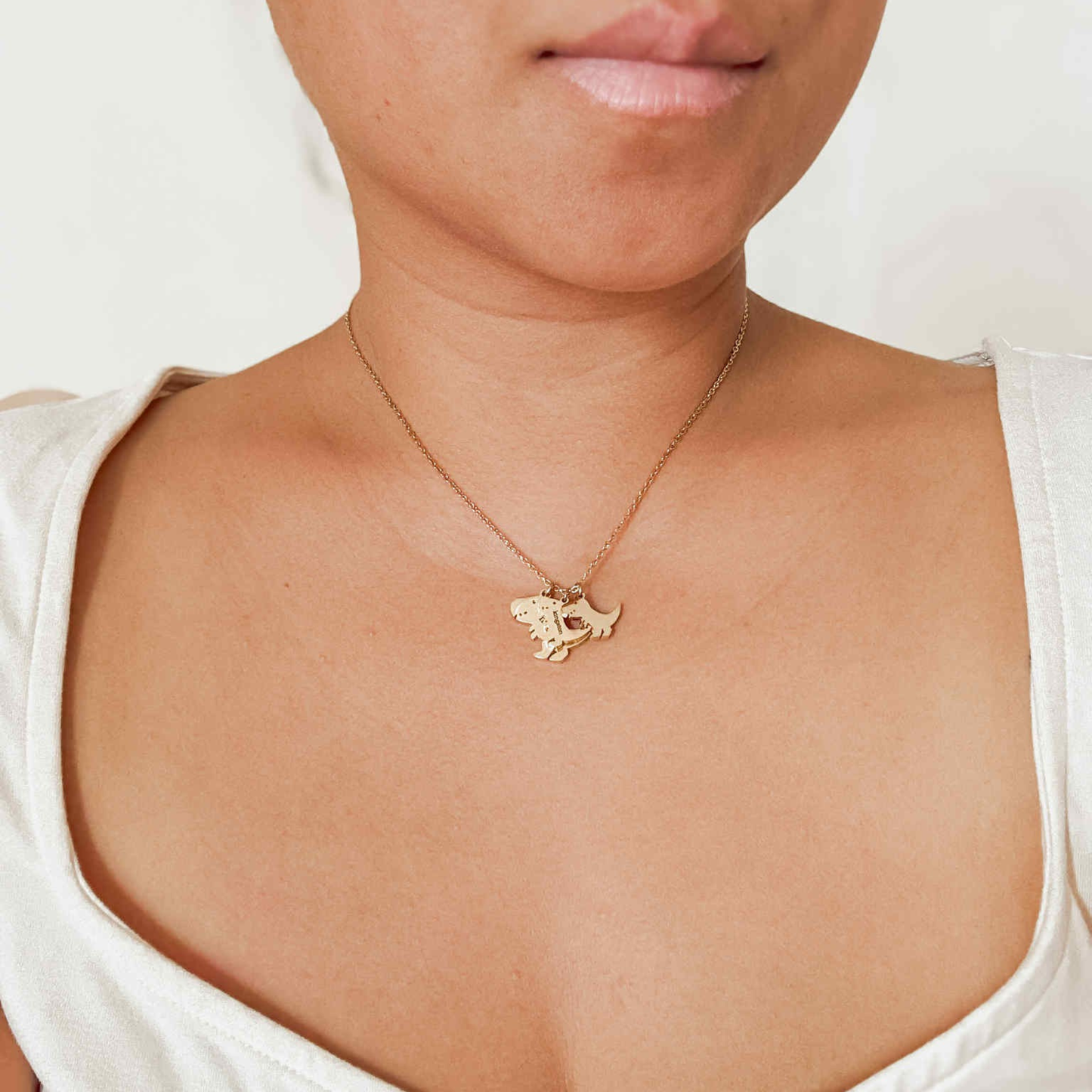Mama Dino with Names Necklace
