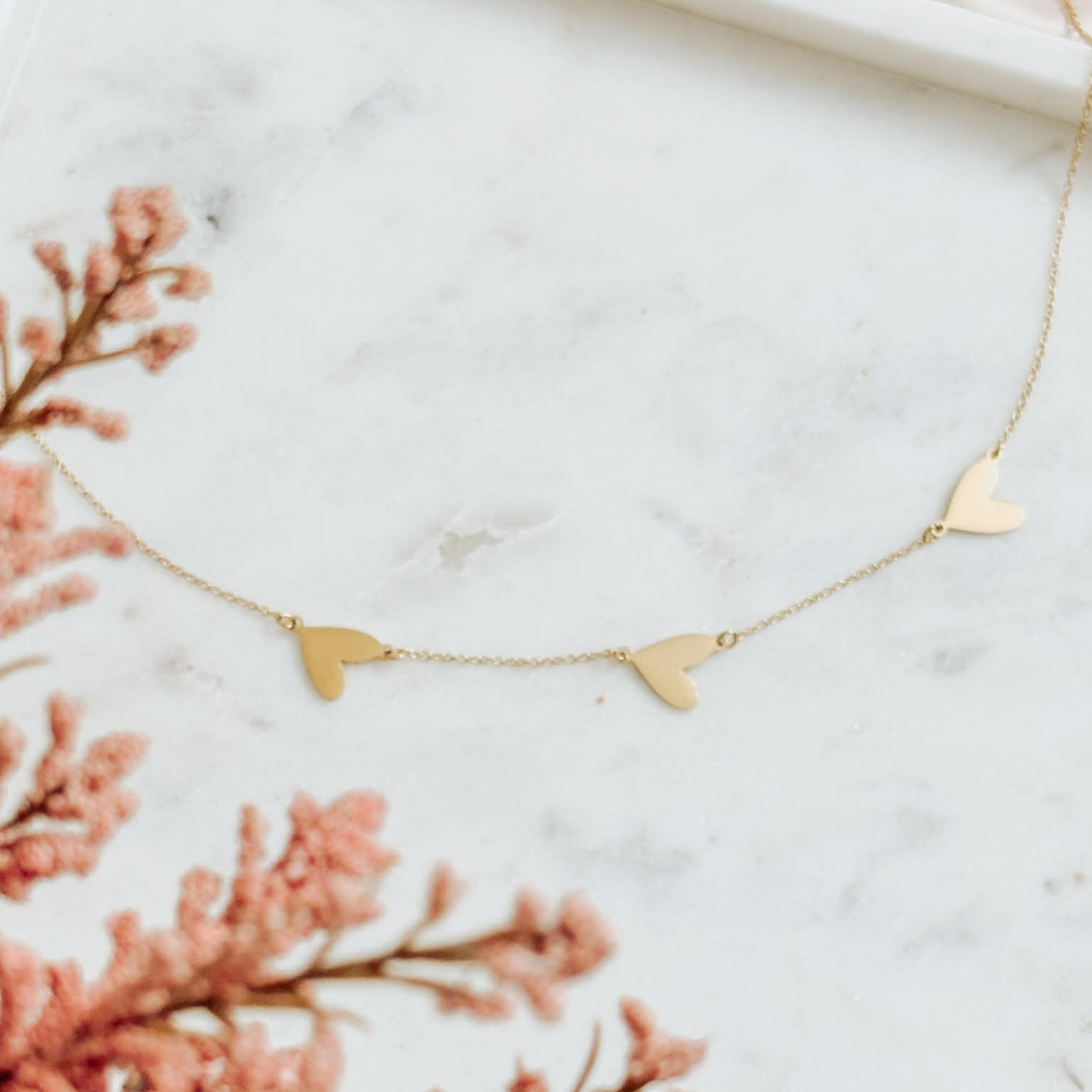 Three Hearts Connected Necklace