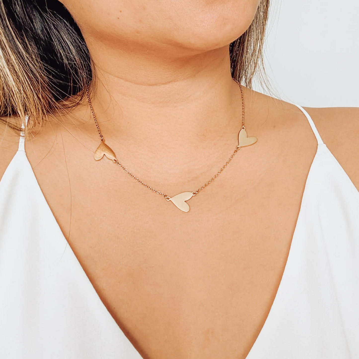 Three Hearts Connected Necklace