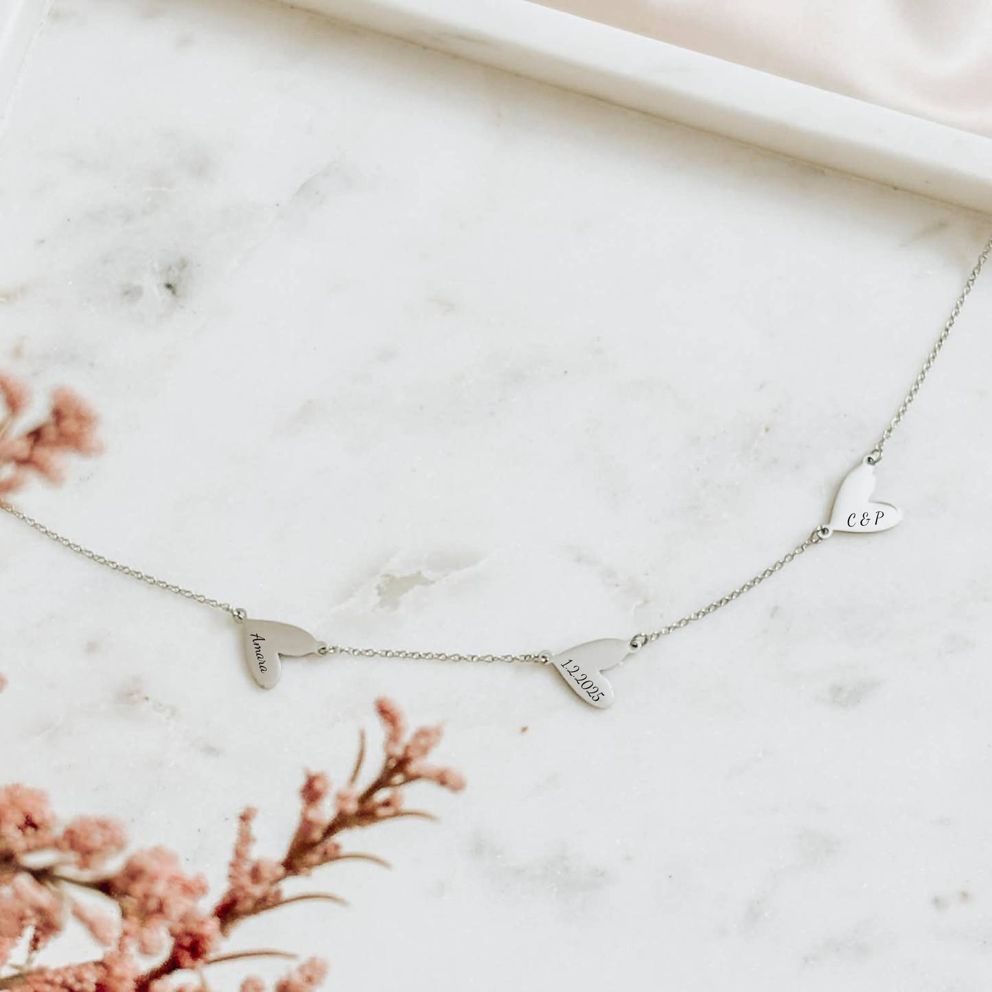 Three Hearts Connected Necklace