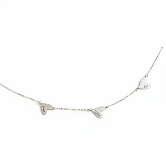 Three Hearts Connected Necklace