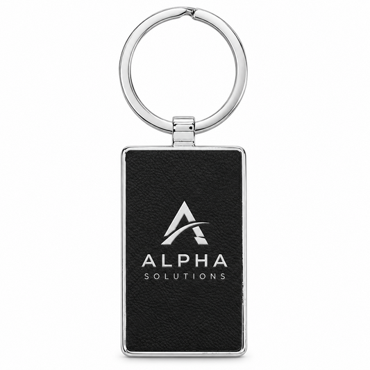 Leather and Metal Black and Gold Keychain