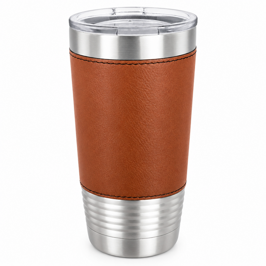 Tumbler with leather grip