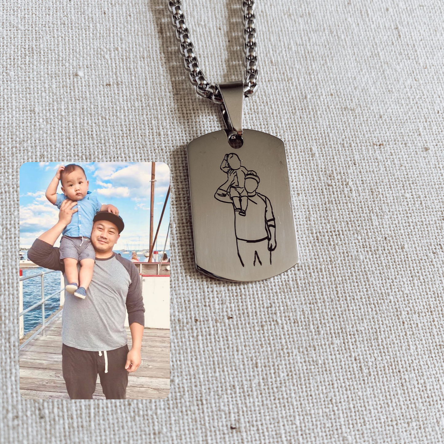 Family Line Art Engraved Necklace