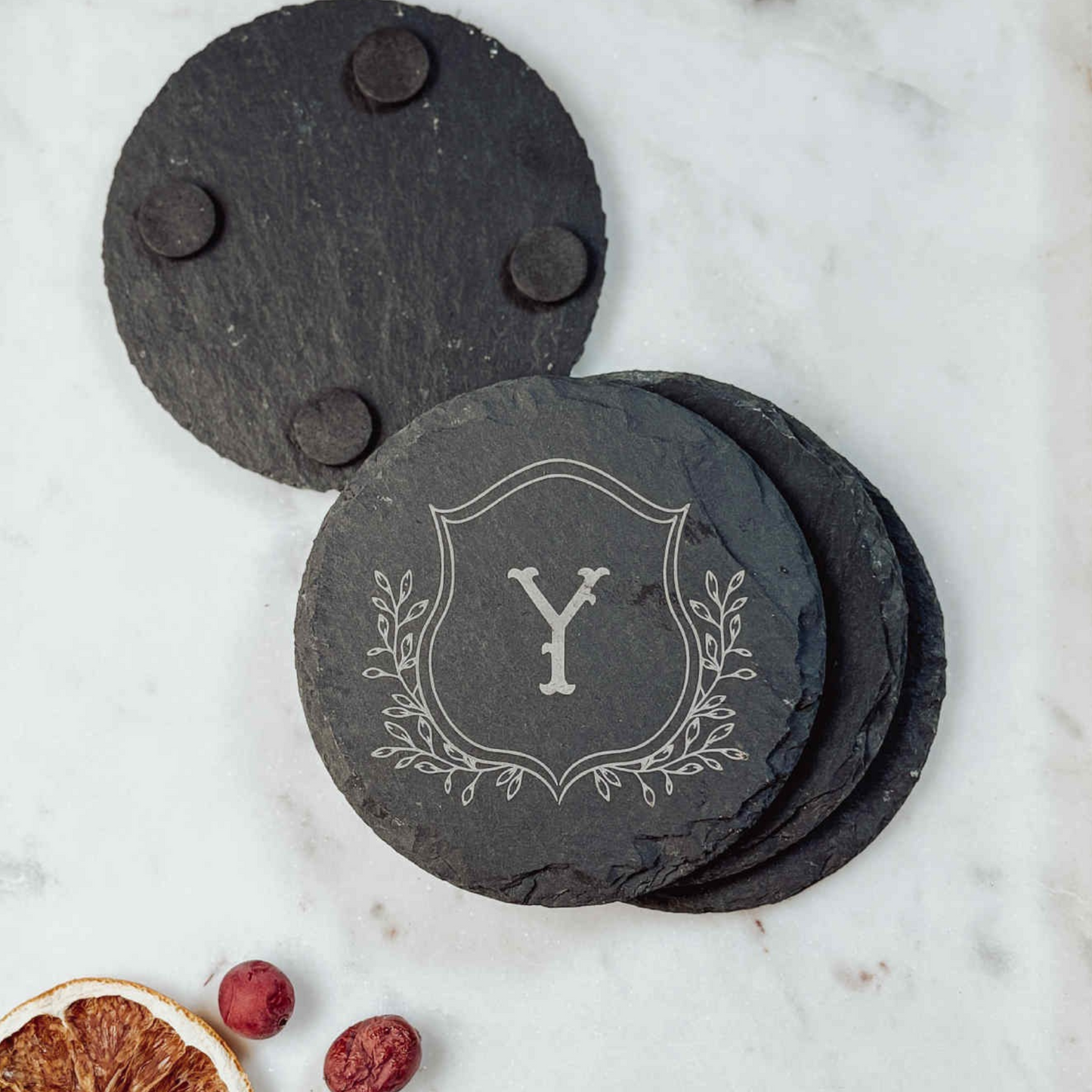 Monogram Slate Coasters-4 pack