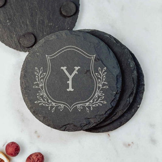 Monogram Slate Coasters-4 pack