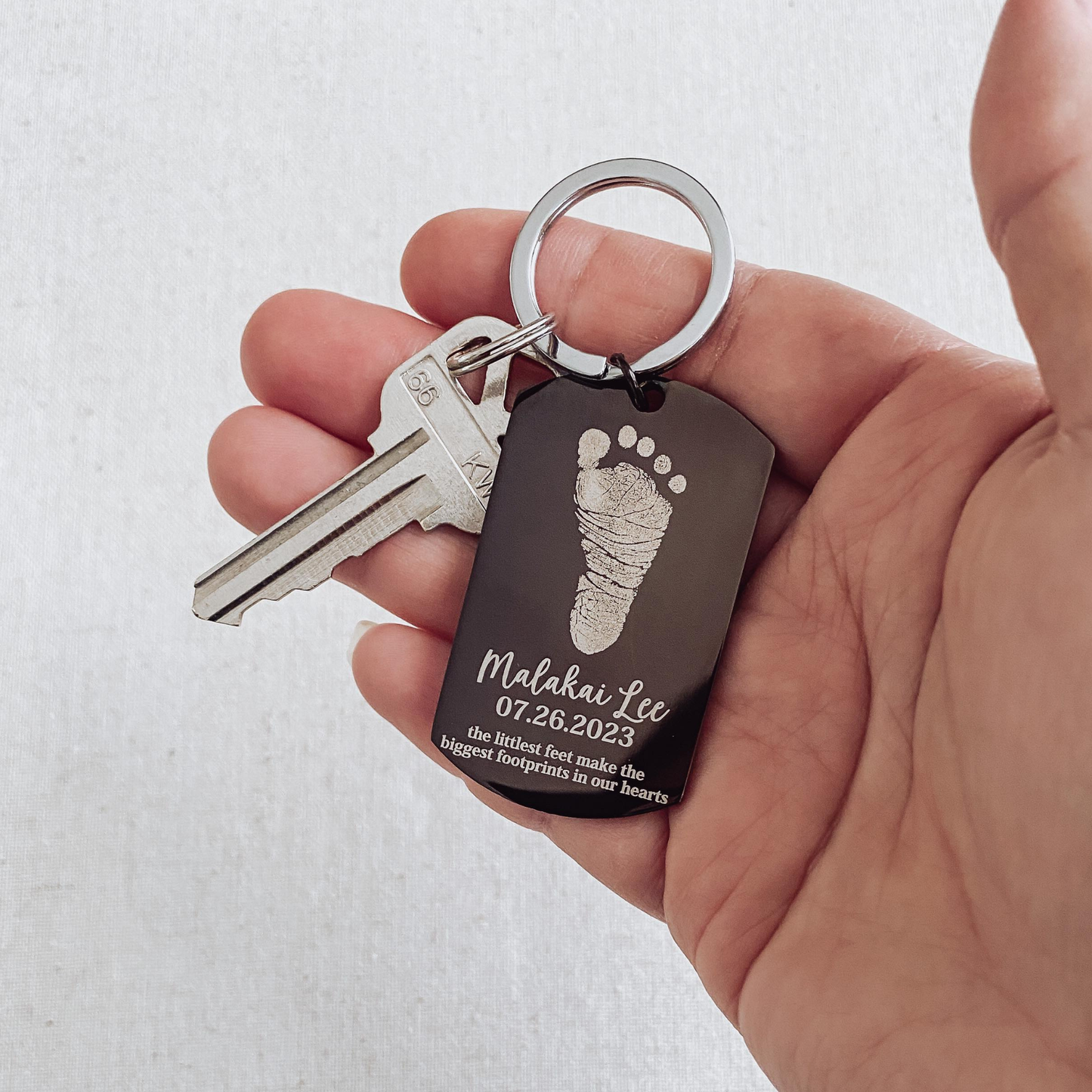 Footprint Dog Tag Keychain