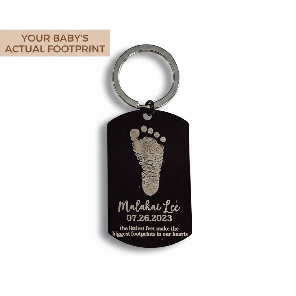 Footprint Dog Tag Keychain