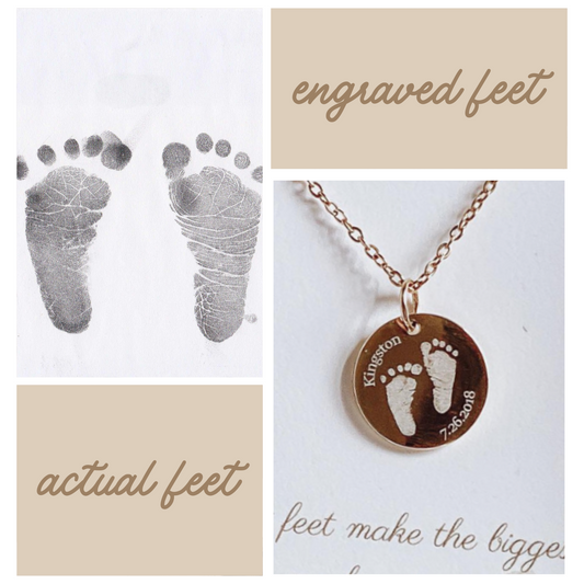 Engraved and personalized footprint necklace